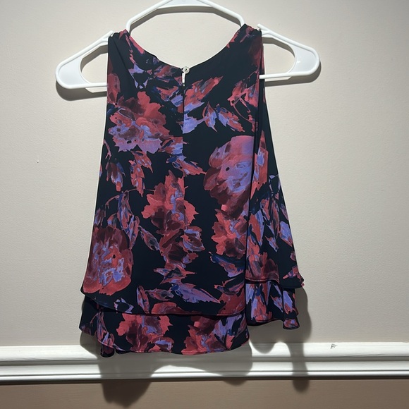 Aqua Red and Purple Asymmetrical Sleeveless Tank Top - Picture 4 of 4